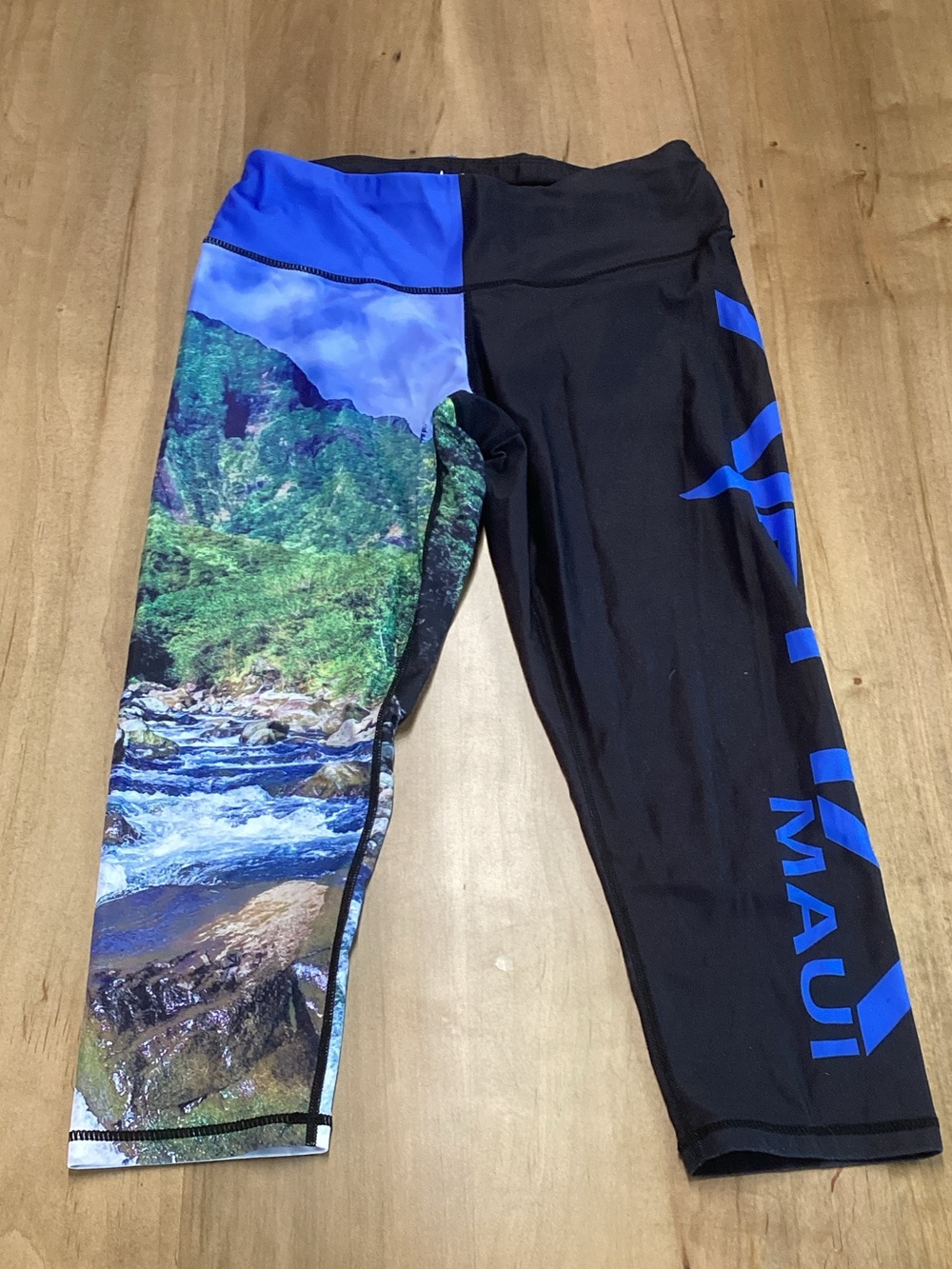 Maui Blue & Black Scenic Print Kids Leggings
